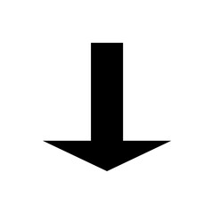 Poster - A straightforward black arrow pointing downwards on a white background indicating direction and navigation clearly