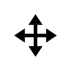Poster - Black arrows pointing in four directions forming a cross shape on a white background in a simple graphic