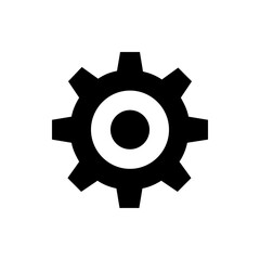 Poster - Illustration of a black gear with a white circle and dot in the center on a white background image view