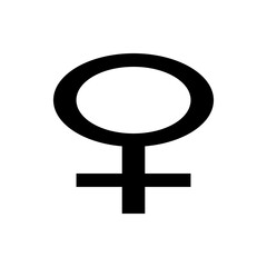 Poster - Illustration of a black female gender symbol with a circle and cross on a white isolated background design