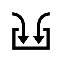 Poster - Two curved arrows pointing downwards into a square box representing a download or data import process flow 1