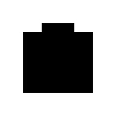Poster - A simple graphic featuring a stark contrast between a large black rectangle and a white background area near top