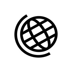 Poster - Black and white globe icon with meridian lines and stand representing the earth and global connectivity