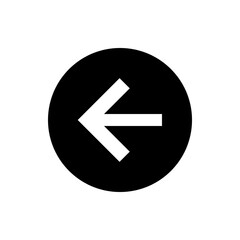 Poster - Black circle containing a white arrow pointing to the left direction indicating navigation or direction back