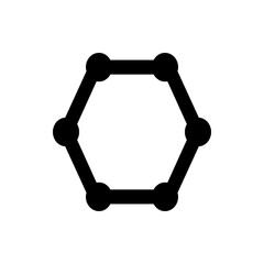 Poster - A simple black hexagon shape constructed from lines connecting six circles placed at each of its corners