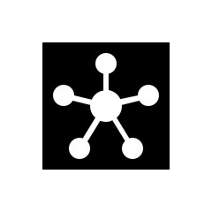 Poster - White network diagram with five nodes connected to a central node on a black background design element