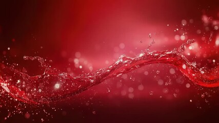 Poster - A close-up view of a liquid wave on a red background, suitable for use in design and editorial contexts