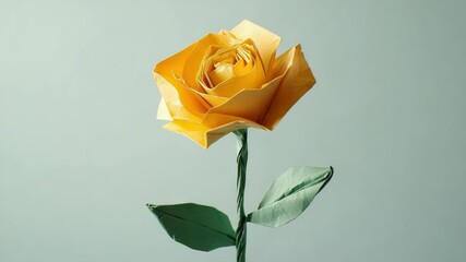 Aufkleber - A bright yellow rose surrounded by green leaves in a decorative vase