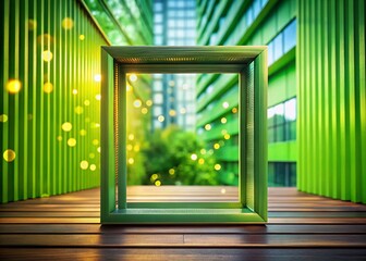 Poster - Abstract Green Backlit Architectural Frame - Modern Design Background