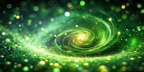 Poster - Abstract Green Bokeh Background: Glowing Particles & Energy
