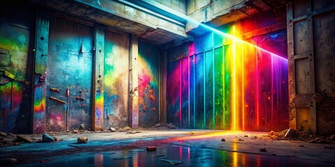 Poster - Abstract Rainbow Light Texture Wallpaper, 3D Rendered Urban Exploration Scene