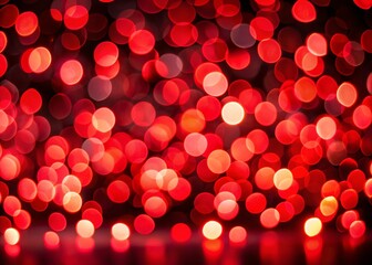 Poster - Abstract Red Bokeh Lights on Black Background - Festive Holiday Glow