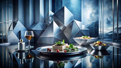 Poster - Abstract Urban Architecture Grey Blue Food Photography