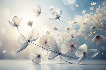 Poster - Abstract X-Ray Flower Petals Minimalist Art -  Ethereal Floral Design