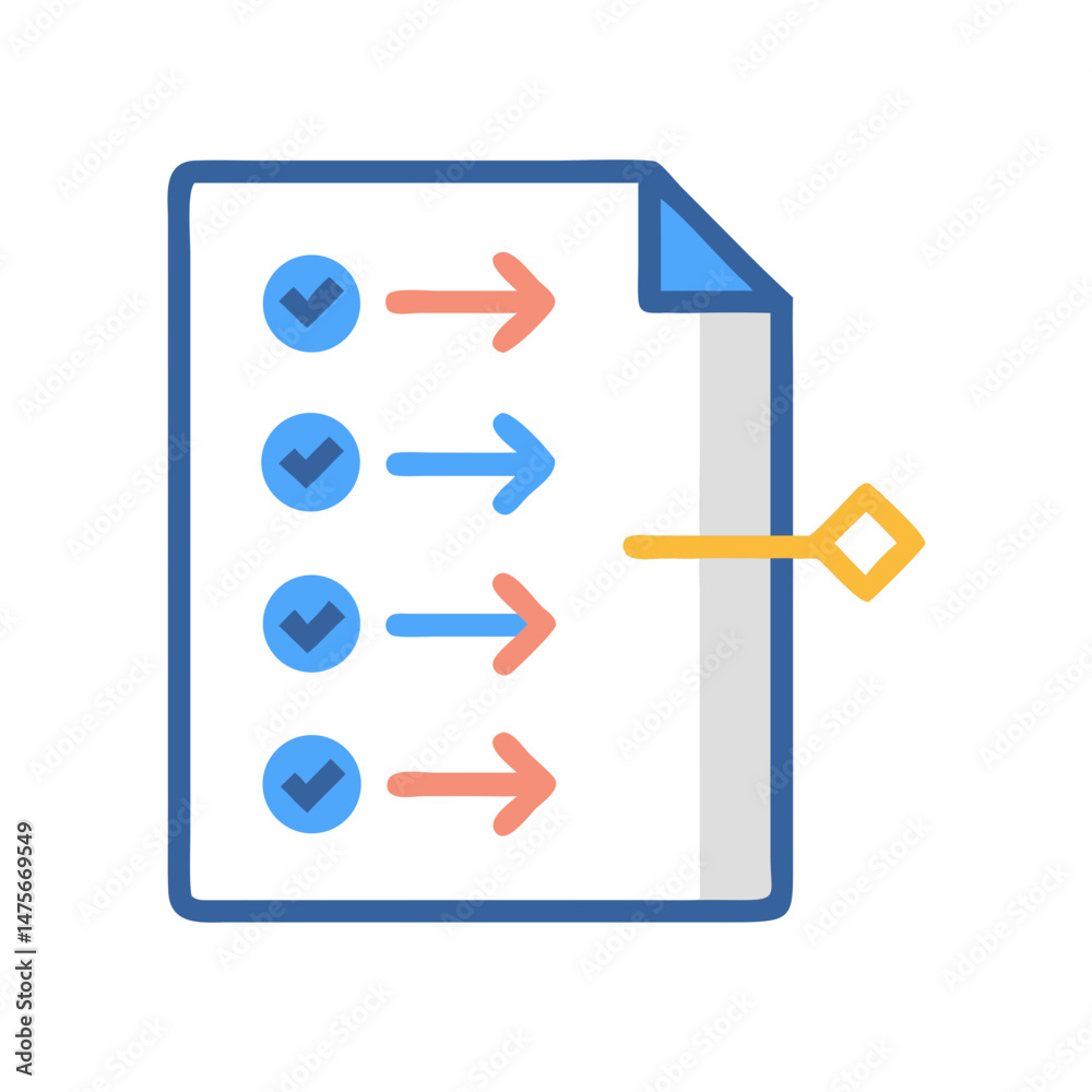 Checklists Document Flow Interface Document Flowchart with Checklist and Arrow Connections Stock Vector ...