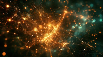 Poster - Abstract network of golden light