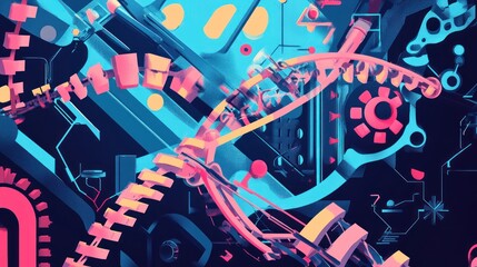 Poster - Abstract, vibrant, machine art