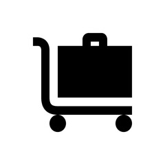 Poster - Illustration of a black shopping cart with a handle and wheels on a white background simple design icon