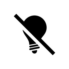 Poster - Black lightbulb with a line through it indicating no light or a disabled lightbulb icon illustration
