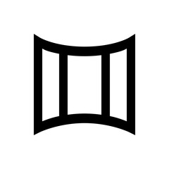 Poster - Abstract black and white design featuring two vertical bars connected by curved lines at top and bottom