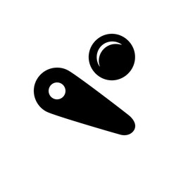 Poster - A graphic featuring a black pinball flipper with a white circle and a black ball with a crescent moon 100