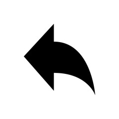 Poster - Black arrow pointing left with a curved tail on a white background indicating a return action or undo function