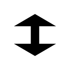 Poster - A black arrow pointing upwards connected to a black arrow pointing downwards on a white background image