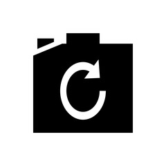 Poster - folder icon with a circular arrow indicating synchronization or refresh in a simple black and white 