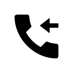 Aufkleber - Black telephone receiver icon with an arrow pointing left indicating a return call or missed call icon