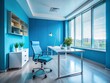 © Four888 - Blue Office Workspace: Modern Professional Interior Design Stock Photo