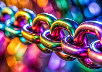 Poster - Colorful Interlocking Chain Links: Minimalist Strength & Connection Stock Photo