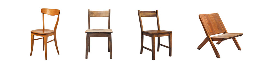 Poster - Set of antique-style wooden chairs. isolated on transparent background