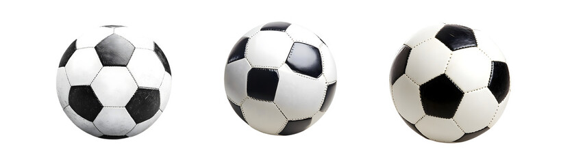 Poster - Set of soccer balls in various shades of white and black. isolated on transparent background