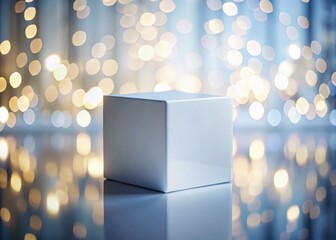 Poster - Empty White Cube Room Corner, Geometric 3D Box Interior, Bokeh Background, Minimalist Design, Architectural Mockup