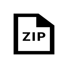 Poster - Illustration of a zip file icon with a folded corner and bold text on a white background design element