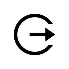 Poster - Black arrow pointing right inside a circle with a gap indicating a refresh or reload action icon design