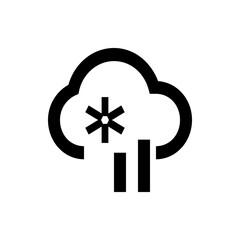 Poster - A black and white graphic of a cloud with a snowflake inside and two vertical bars underneath it drawn