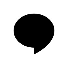 Poster - A black speech bubble with a rounded top and a pointed bottom on a white background in a simple design