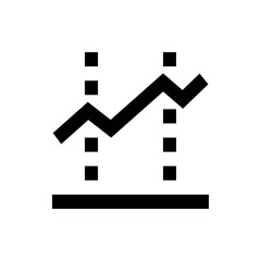 Poster - Black line graph with an upward trend and dotted vertical lines on a white background showing growth trend