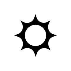Poster - Illustration of a black sun with pointed rays emanating from a central circular void on white background