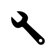 Poster - Illustration of a single black wrench tool angled diagonally with a circular hole at the end of the handle