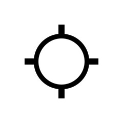 Poster - Black circle with vertical and horizontal bars intersecting at the center forming a crosshair design element