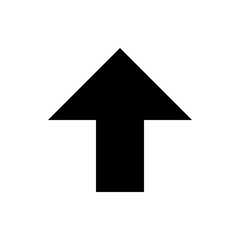 Poster - A black arrow pointing upwards against a white background is centered in the frame and simple in design