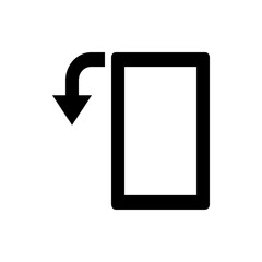 Poster - Black arrow curving down and left above a rectangular shape on a white background illustration icon