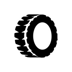 Poster - Illustration of a black tire with a thick tread pattern on a white background and circular inner shape
