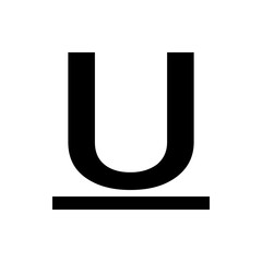 Poster - Illustration of a bold black letter u with a rounded bottom and a horizontal line beneath on a white background