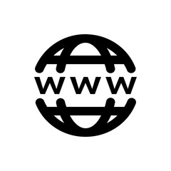 Aufkleber - Black and white illustration of a globe with the letters www across the center in a bold sans serif font