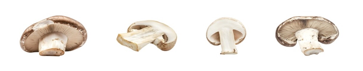 Poster - Set of Close-up view mushroom caps. isolated on transparent background