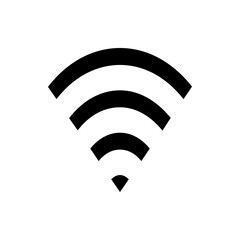 Poster - Illustration of a wifi symbol with three curved lines emanating from a central point in black and white