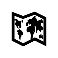Poster - Illustration of a folded world map with continents outlined in black against a white background image view